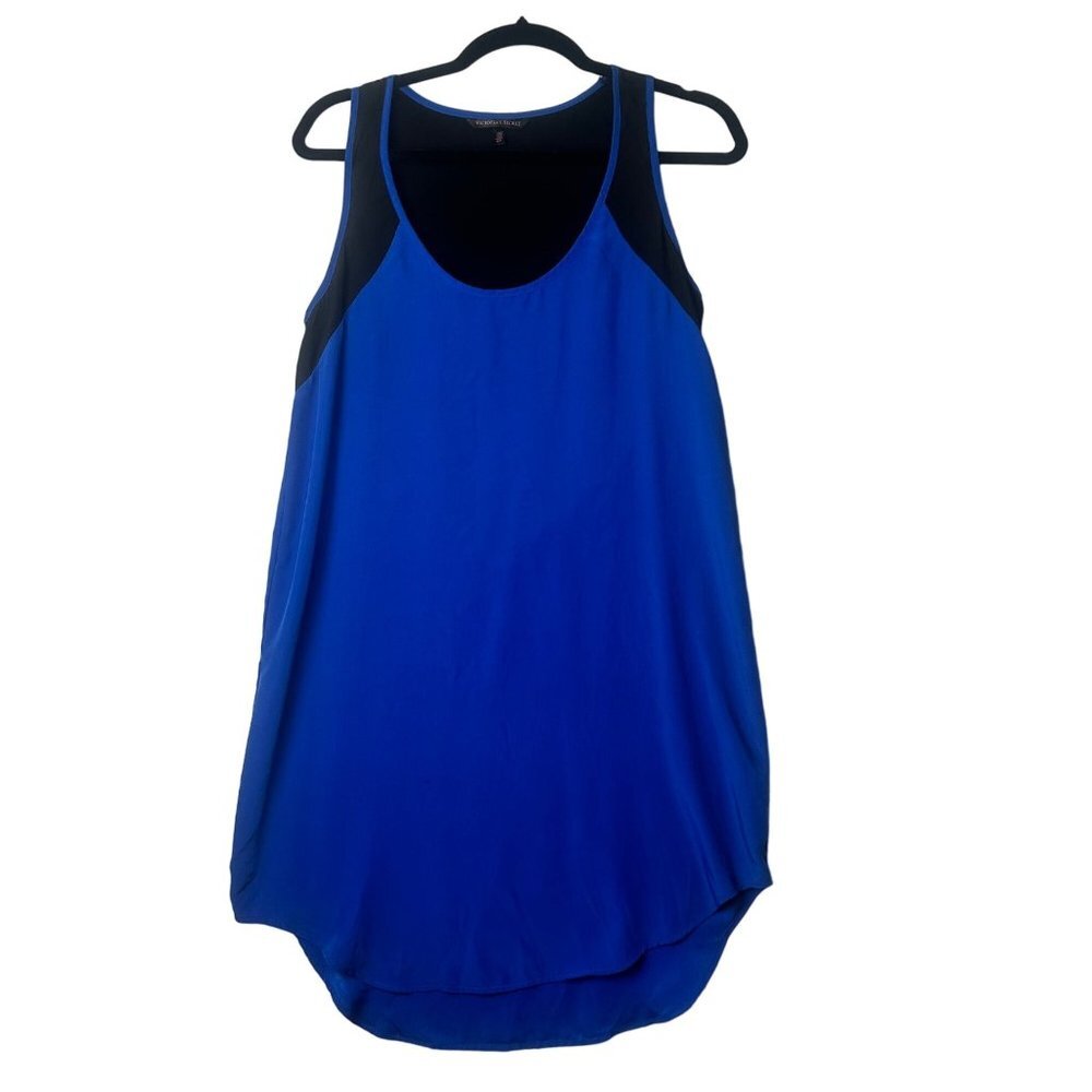 Victoria's Secret Slip Dress Women Size Small Sleeveless Black Blue Scoop Neck‎